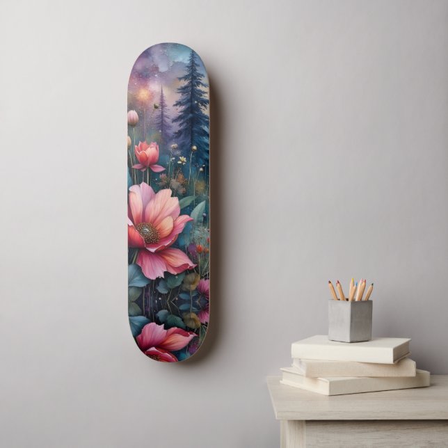 Skate Cosmos Vermelho à Beira da Água (Arte de parede)