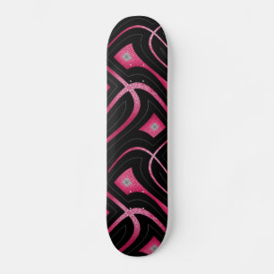 Skate Couro sintético rosa abstrato e design preto