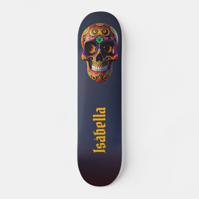 Skate Crânio de Açúcar Multicolorido Negrito (Frente)