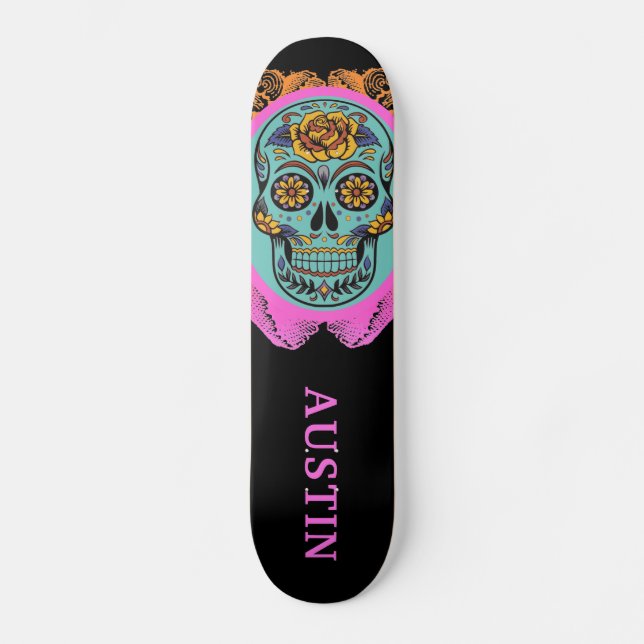 Skate Crânio de Açúcar Personalizado (Frente)