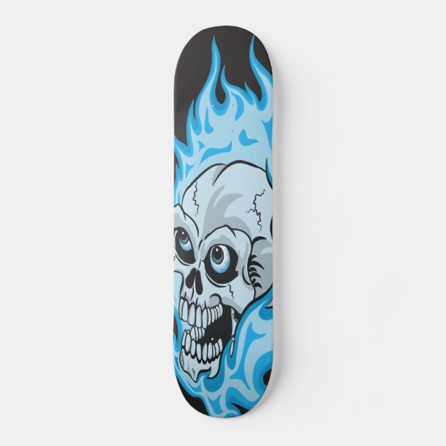 Skate Crânio flamejante azul (Frente)