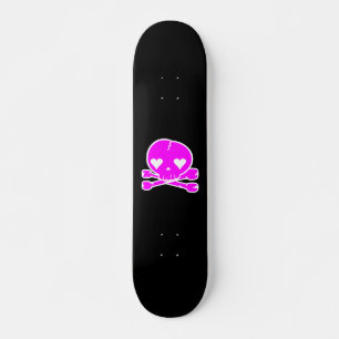 Skate Crânio Kawaii Gótico Lolita Preto e Rosa