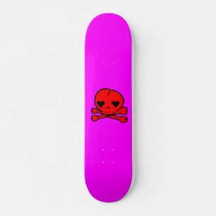 Skate Crânio Kawaii Gótico Lolita Rosa e Vermelho