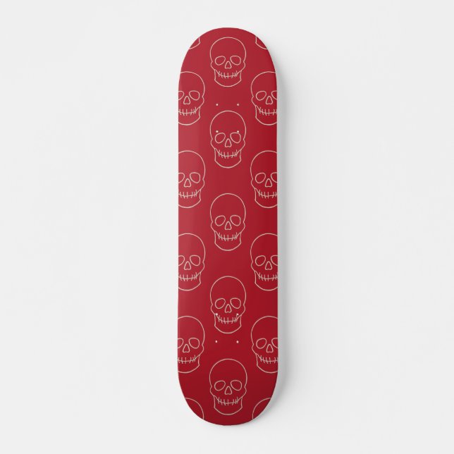 Skate Crânio - Vermelho Sangue e Branco Osso (Frente)