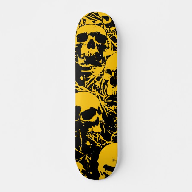 Skate Crânios de Grunge Amarelo (Frente)