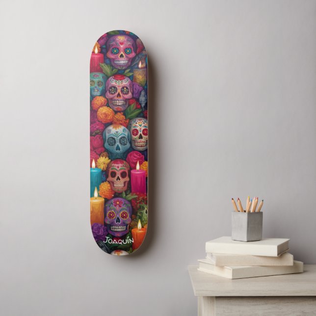 Skate Crânios do Dia de los Muertos (Dia dos Mortos) (Arte de parede)