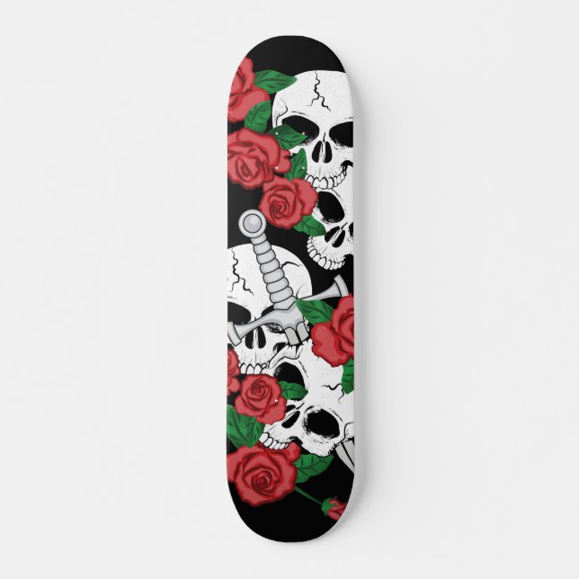 Skate Crânios e rosas (Frente)