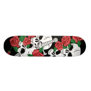 Skate Crânios e rosas