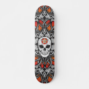 Skate Crânios Góticos - Laranja