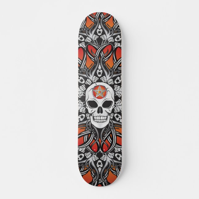 Skate Crânios Góticos - Laranja (Frente)