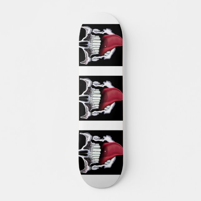 Skate Cranios Grunge Preto Branco Língua Vermelha (Frente)