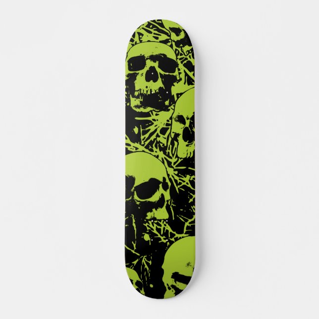 Skate Crânios Grunge Verdes (Frente)