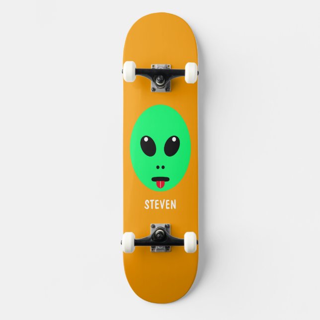 Skate Crianças Personalizadas Laranja alienígena Verde (Frente)
