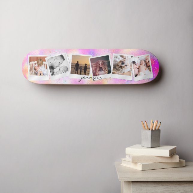 Skate Crie seu próprio Glitter Arco-íris Moderno Fofo Fe (Arte de parede (Horz))