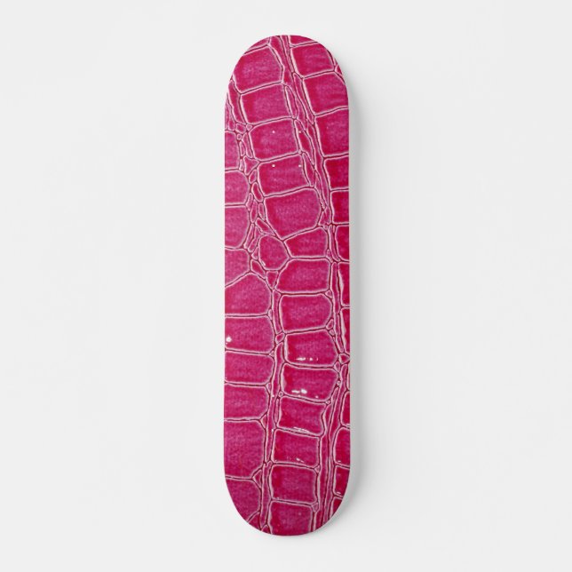 Skate Crocodilo Rosa Quente Pele Faux Miniskate (Frente)