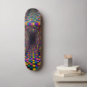 Skate Cubo Vortex 3D em Negrito - Túnel Geométrico Psico