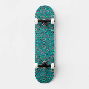 Skate Cufflinks florais de turquesa de safra branca