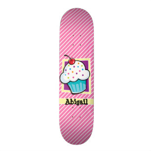 Skate Cupcake em faixas rosa e brancas