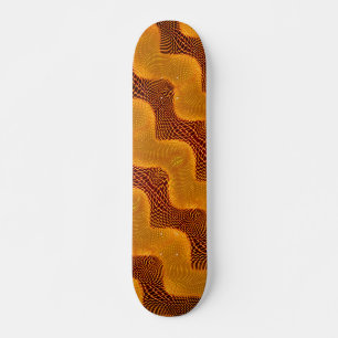 Skate Curva laranja e pontos de ourados sobre marrom
