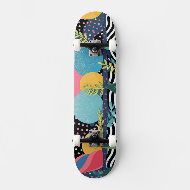 Skate Curvas e pontos com folhas (Frente)