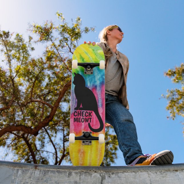 Skate Cute Black Check Meowboard deck (Ao ar livre 1)