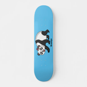 Skate Cute happy panda bear with flower cartoon