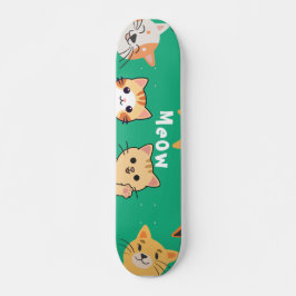 Skate Cute Kawaii Peeking Cats Pattern 