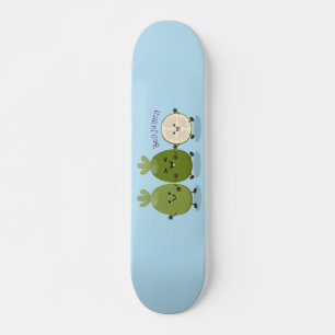 Skate Cute pineapple guava feijoa cartoon illustration