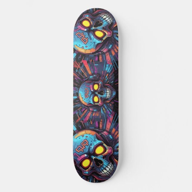 Skate Cyberpunk 2 - grafite Art Skull (Frente)