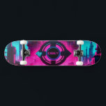Skate Cyberpunk Neon Obey Streetwear Sci-Fi City<br><div class="desc">Hit the concrete jungle with unparalleled, rebellious futuristic style using this incredible cyberpunk skateboard deck. The long, horizontal format of the board is the absolute perfect canvas for this breathtaking neon industrial scene. As you ride, the highly detailed factory structures and the central, glowing "OBEY" mechanical eye stretch across the...</div>