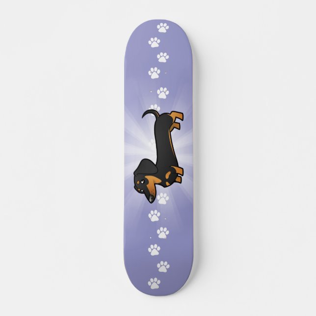 Skate Dachshund dos desenhos animados (alise o casaco) (Frente)