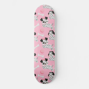 Skate Dalmatianos Puppies Black Spots Rosa Branca de Bri