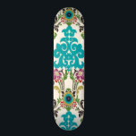 Skate Damask Floral Patternos Plum Turquoise<br><div class="desc">Os padrões florais turquesas,  ameixas,  verdes e roxos encontram-se num fundo branco para dar vida a esta impressão Erica Vess de junho. Funciona como presente para si mesmo,  um amigo ou um membro da família.</div>