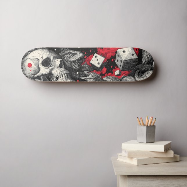 Skate Dark Fantasy Skull and Dice Illustration (Arte de parede (Horz))