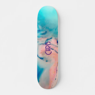 skate de aquarela de tinta rosa e álcool azul pers