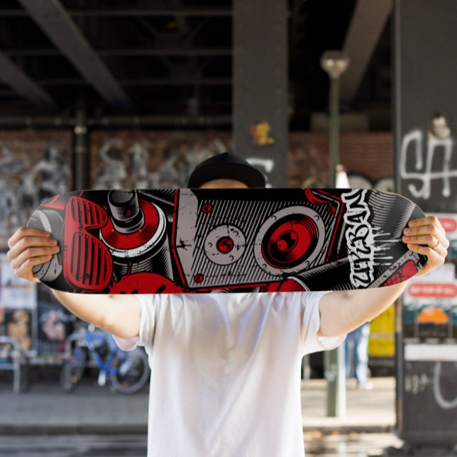 Skate de Estilo do Grafite Vermelho | Quadro de sk (Retro Graffiti Skateboard Deck)