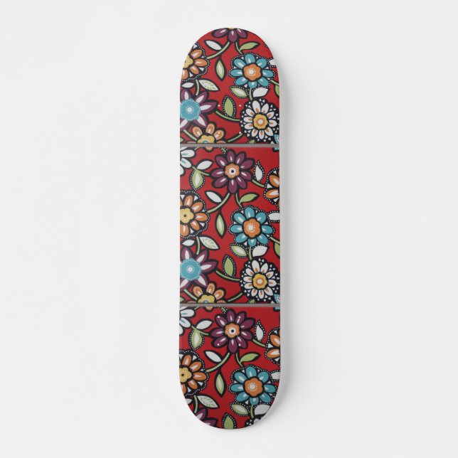 skate de flower power do hippie (Frente)