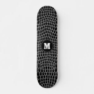 Skate de Pele de Crocodilo Preto de Monograma Pers