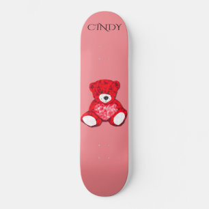 skate de ursinho vermelho, nome personalizado.