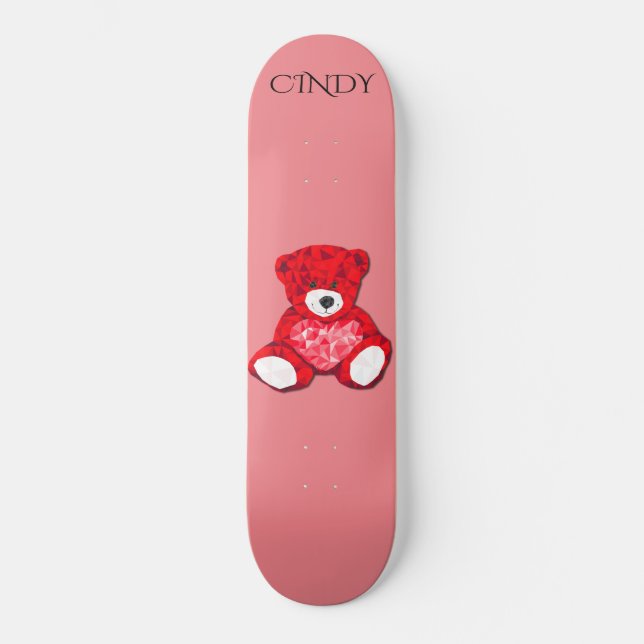 skate de ursinho vermelho, nome personalizado. (Frente)