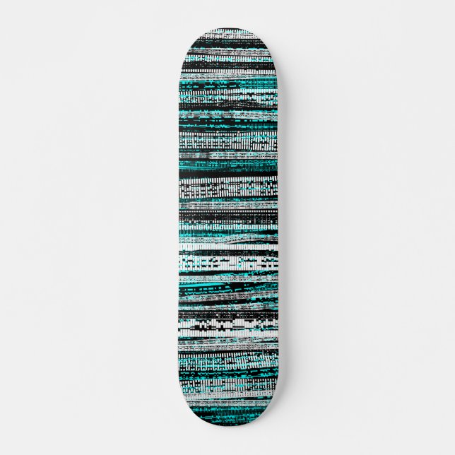 Skate Decaimento Tech - Preto e Branco no Ciano (Frente)