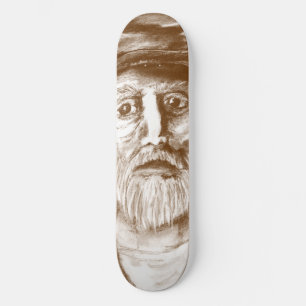 Skate Desenho a Carvão do Velho Homem Marrom