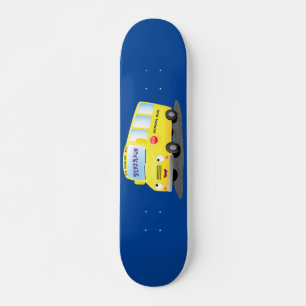 Skate Desenho animado de ônibus escolar amarelo feliz e