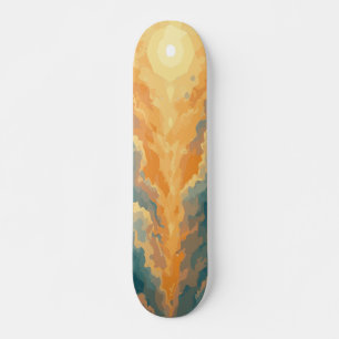 Skate Desenho Cênico Sol Brilhante Separando Nuvens