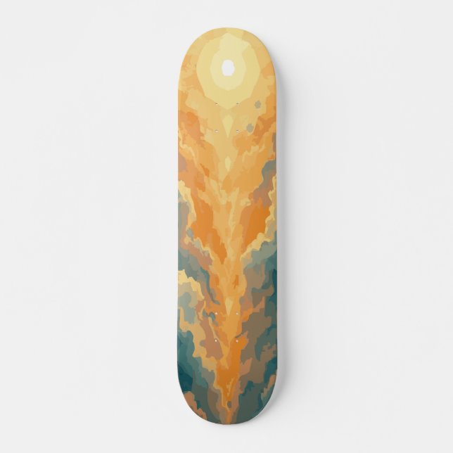 Skate Desenho Cênico Sol Brilhante Separando Nuvens (Frente)