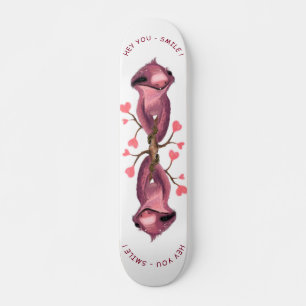 Skate Desenho de Cartoon Romântico Engraçado com Sorriso