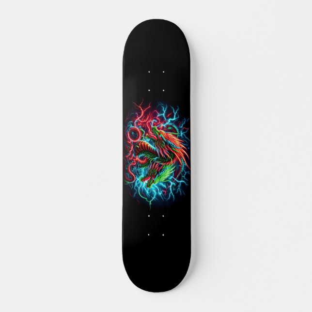 Skate desenho de dragão neon (Frente)