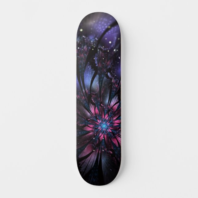 Skate Desenho de flor fractal abstrata. (Frente)