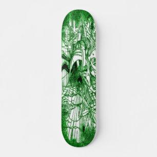 Skate Desenho de Folha Verde e Preta de Triquete Psicod