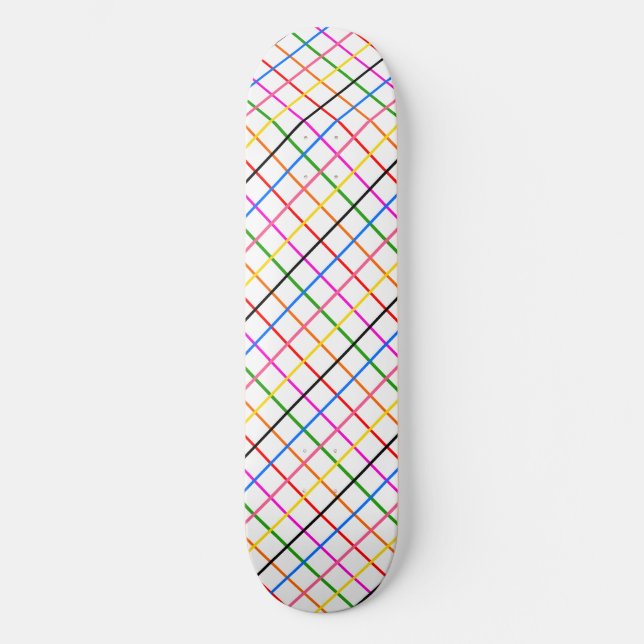 Skate Desenho de Grade de Janela Colorida Branco (Frente)